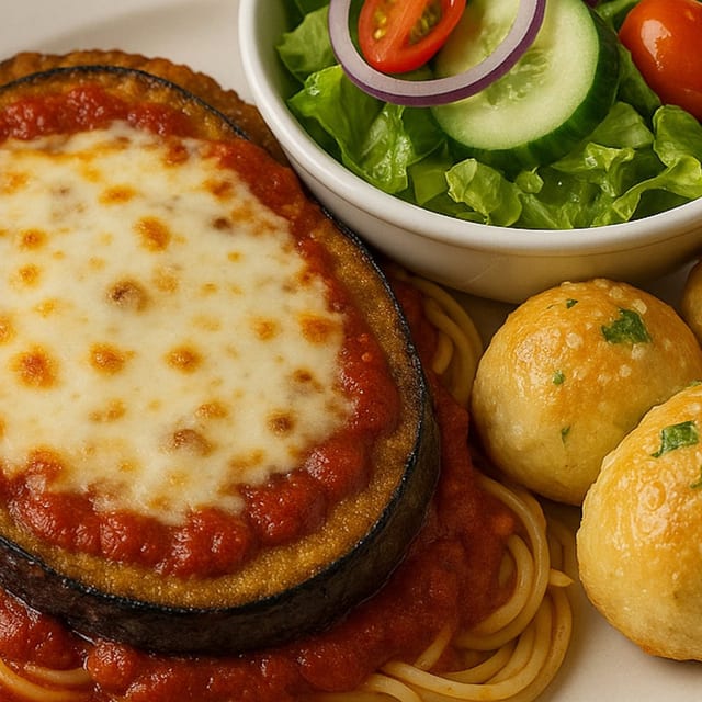Eggplant Parmigiana Pasta.