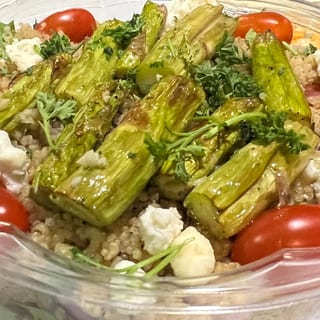 Roasted Asparagus Tomato Salad